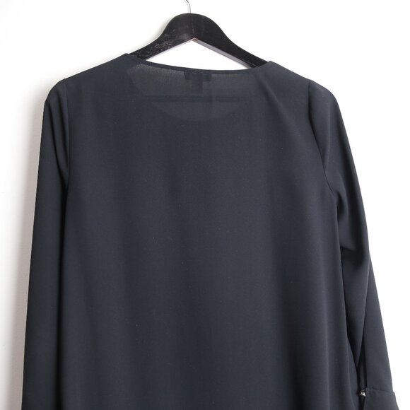 Vince Camuto Black Draped Deep Cut V-Neck Flowy Long Sleeve Blouse Size Small - Picture 7 of 7